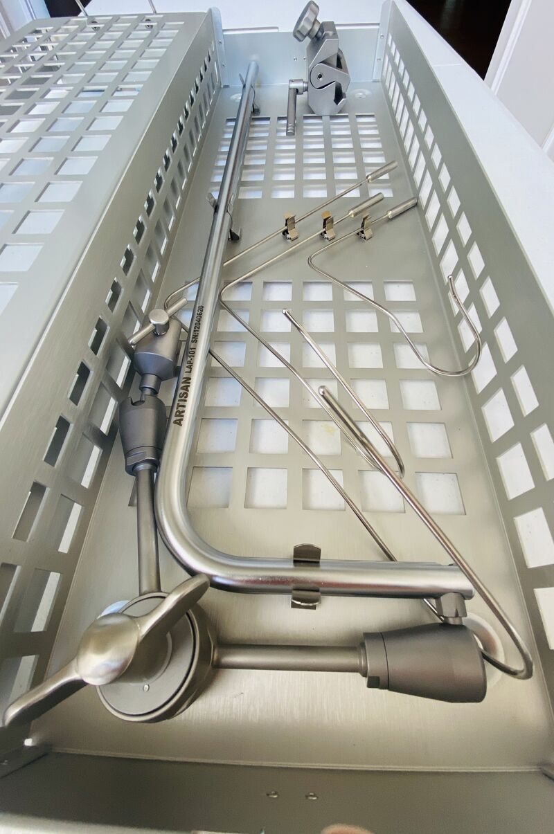 Martins Arm set in its sterilization tray