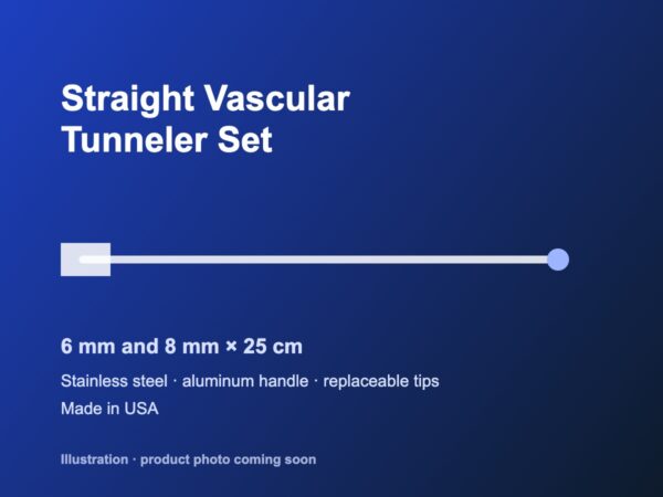 Straight vascular tunneler set, 6 mm and 8 mm × 25 cm (illustration)